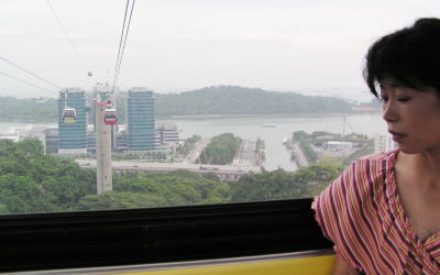 In the Cable-car to Sentosa