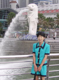 In front of Merlion